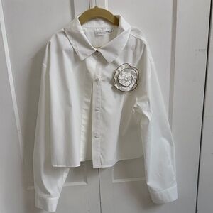 Zara White Shirt with Floral Detail